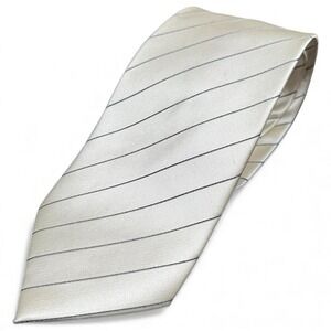 Donald J Trump Signature Collection Tie‎ Ivory Striped Preppy Classic Business